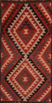 Afghan Kilim Red Runner 6 ft and Smaller Wool Carpet 110454
