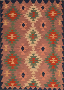 Afghan Kilim Blue Rectangle 6x9 ft Wool Carpet 110456