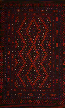 Afghan Kilim Blue Rectangle 10x14 ft Wool Carpet 110462