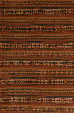 Afghan Kilim Beige Rectangle 6x9 ft Wool Carpet 110467