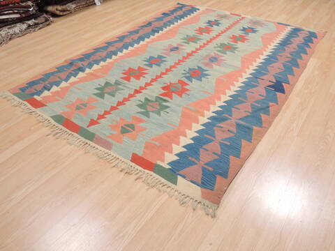 Kilim Blue Flat Woven 60 X 86  Area Rug 100-110473 Image 2