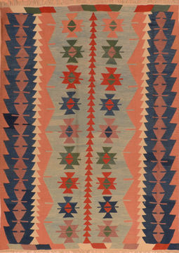 Armenian Kilim Blue Rectangle 6x9 ft Wool Carpet 110473