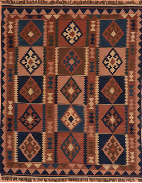 Kilim Brown Square Flat Woven 6'7" X 8'1"  Area Rug 100-110476
