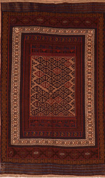 Afghan Kilim Blue Rectangle 5x8 ft Wool Carpet 110479