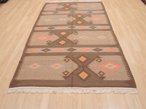 Kilim Brown Flat Woven 48 X 79 Area Rug 100-110486 Image 3