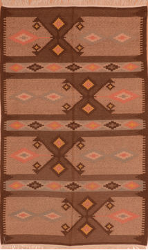 Kilim Brown Flat Woven 4'8" X 7'9"  Area Rug 100-110486