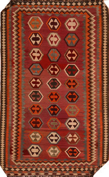 Kilim Red Flat Woven 4'3" X 7'7"  Area Rug 100-110488