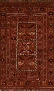 Afghan Kilim Red Rectangle 6x9 ft Wool Carpet 110494