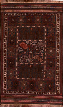 Afghan Kilim Blue Rectangle 5x8 ft Wool Carpet 110499