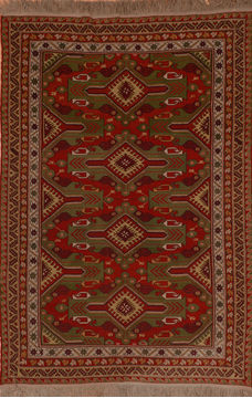 Kilim Red Flat Woven 6'2" X 9'1"  Area Rug 100-110501