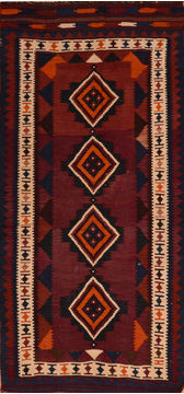 Kilim Red Runner Flat Woven 4'7" X 10'0"  Area Rug 100-110503