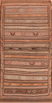 Afghan Kilim Beige Rectangle 5x8 ft Wool Carpet 110505