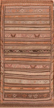 Afghan Kilim Beige Rectangle 5x8 ft Wool Carpet 110505