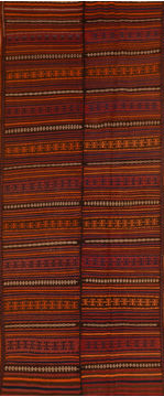 Kilim Red Runner Flat Woven 4'4" X 11'3"  Area Rug 100-110508