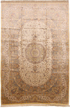 Qum Yellow Hand Knotted 6'7" X 9'10"  Area Rug 254-110512