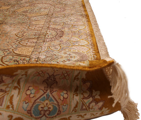 Qum Yellow Hand Knotted 67 X 97 Area Rug 254-110514 Image 4