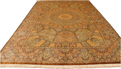 Qum Yellow Hand Knotted 67 X 97 Area Rug 254-110514 Image 6