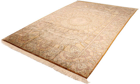 Qum Yellow Hand Knotted 67 X 97 Area Rug 254-110514 Image 7