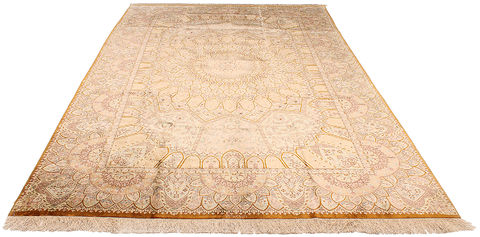 Qum Yellow Hand Knotted 67 X 97 Area Rug 254-110514 Image 8