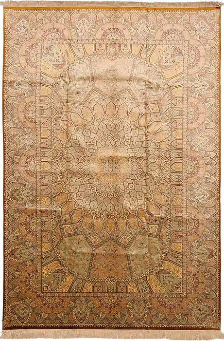 Qum Yellow Hand Knotted 67 X 97 Area Rug 254-110514 Image 0