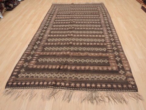 Kilim Brown Runner Flat Woven 51 X 97 Area Rug 100-110521 Image 1