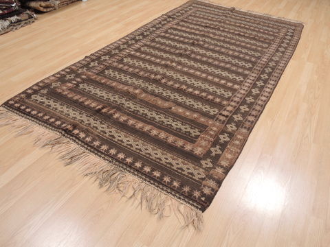 Kilim Brown Runner Flat Woven 51 X 97 Area Rug 100-110521 Image 2