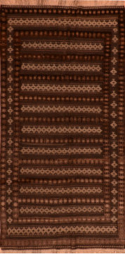 Kilim Brown Runner Flat Woven 5'1" X 9'7"  Area Rug 100-110521