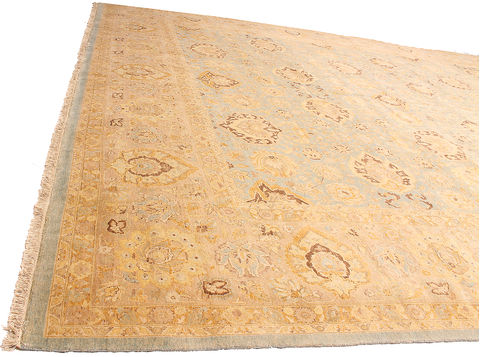Tabriz Blue Hand Knotted 124 X 160 Area Rug 254-110522 Image 3