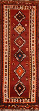 Kilim Red Runner Flat Woven 4'5" X 12'4"  Area Rug 100-110524