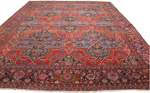 Heriz Red Hand Knotted 110 X 140 Area Rug 254-110526 Image 4