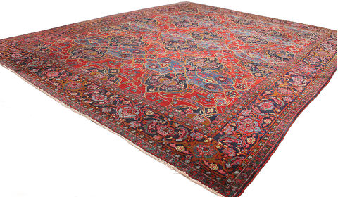 Heriz Red Hand Knotted 110 X 140 Area Rug 254-110526 Image 5