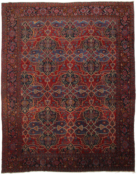 Heriz Red Hand Knotted 110 X 140 Area Rug 254-110526 Image 0