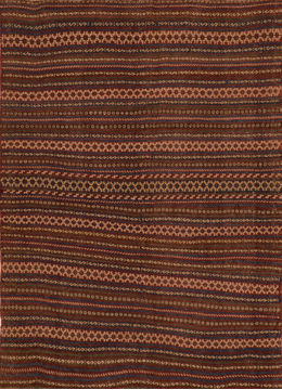 Afghan Kilim Brown Rectangle 5x7 ft Wool Carpet 110529
