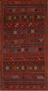 Kilim Red Runner Flat Woven 5'5" X 9'6"  Area Rug 100-110560