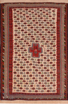 Kilim Red Flat Woven 3'7" X 5'4"  Area Rug 100-110565