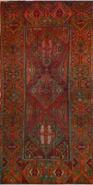 Afghan Kilim Red Rectangle 8x11 ft Wool Carpet 110569