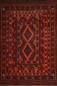 Afghan Kilim Red Rectangle 9x13 ft Wool Carpet 110594
