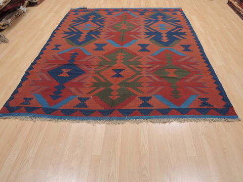 Kilim Blue Square Flat Woven 67 X 82 Area Rug 100-110596 Image 1