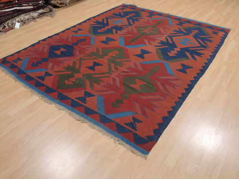Kilim Blue Square Flat Woven 67 X 82 Area Rug 100-110596 Image 2