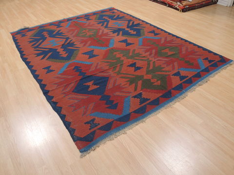 Kilim Blue Square Flat Woven 67 X 82 Area Rug 100-110596 Image 3