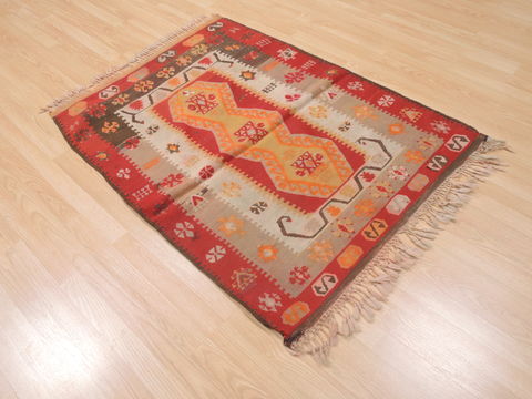 Kilim Red Flat Woven 34 X 47 Area Rug 100-110598 Image 3