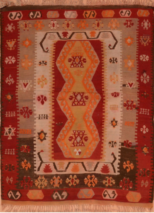 Kilim Red Flat Woven 34 X 47 Area Rug 100-110598 Image 0