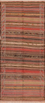 Kilim Red Runner Flat Woven 4'0" X 8'9"  Area Rug 100-110602