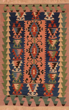 Kilim Red Flat Woven 3'10" X 5'8"  Area Rug 100-110603