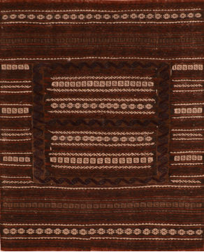 Kilim Brown Square Flat Woven 3'9" X 4'5"  Area Rug 100-110604