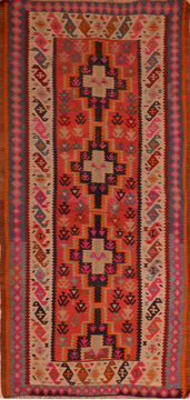 Kilim Red Runner Flat Woven 5'0" X 11'3"  Area Rug 100-110606