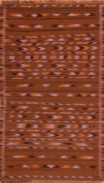 Afghan Kilim Brown Rectangle 3x5 ft Wool Carpet 110609