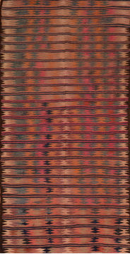 Afghan Kilim Purple Runner 10 to 12 ft Wool Carpet 110612