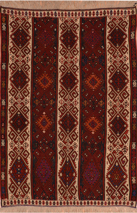 Kilim Red Flat Woven 62 X 76 Area Rug 100-110614 Image 0