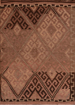 Afghan Kilim Brown Rectangle 5x7 ft Wool Carpet 110615